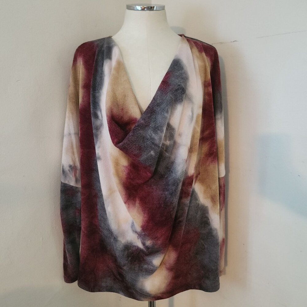 Everleigh Tie Dye Cowl Neck‎ Knit Top Women's Size 2X